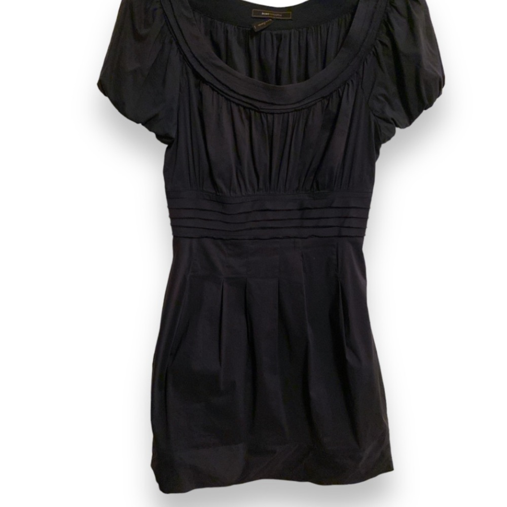 BCBG MAXAZRIA Navy Blue Minimalist Cottagecore Cap Sleeve Fit & Flare Dress 4